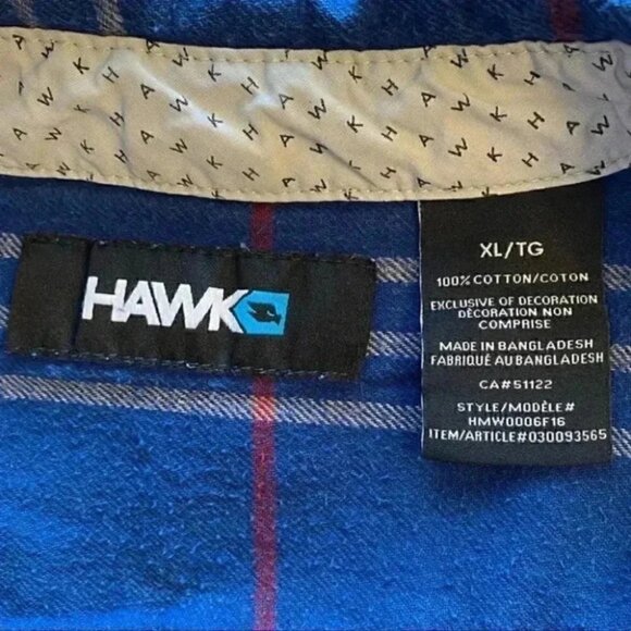 Tony Hawk Flannel Button Front Shirt Long Sleeves Blue Plaid Size XL - Picture 9 of 14